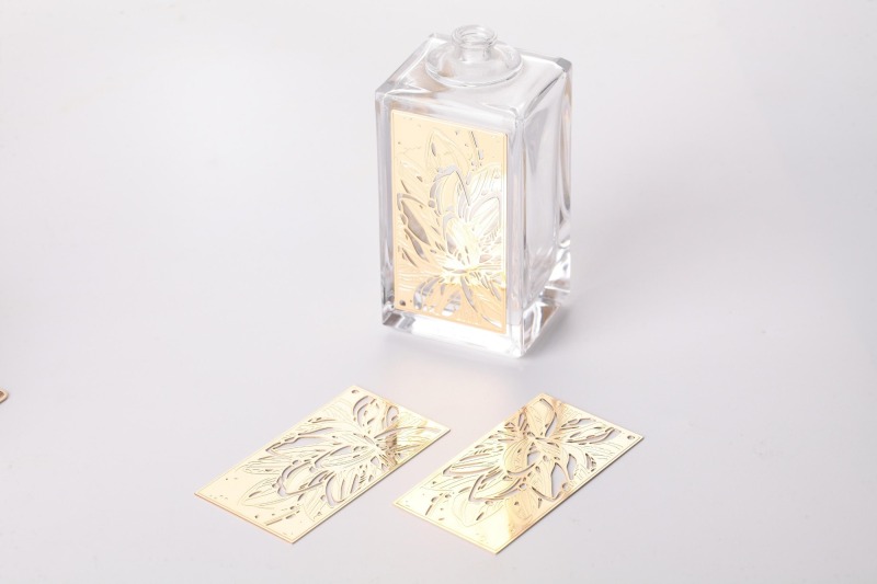 Luxury Perfume Bottle Labels – Custom Gold Finish Brass Fashion Metal Labels