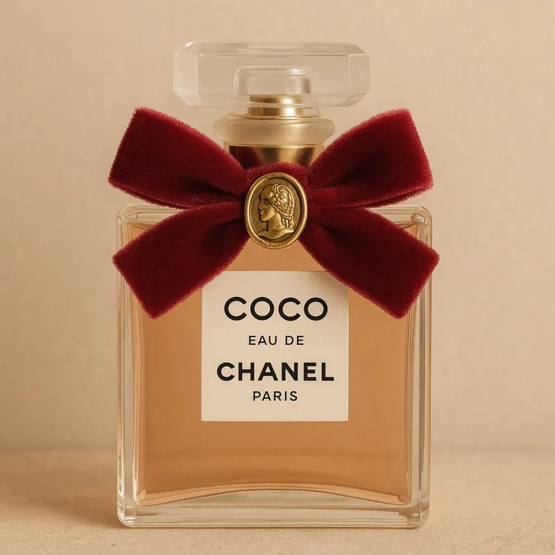 Custom Perfume Bottle Velvet Bows with Metal Charms | Holiday & Seasonal Decorative Accessories