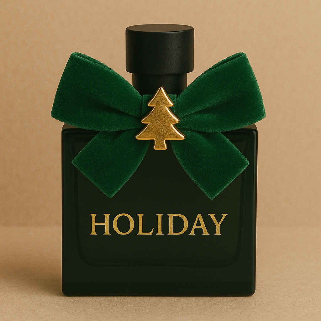 Custom Perfume Bottle Velvet Bows with Metal Charms | Holiday & Seasonal Decorative Accessories