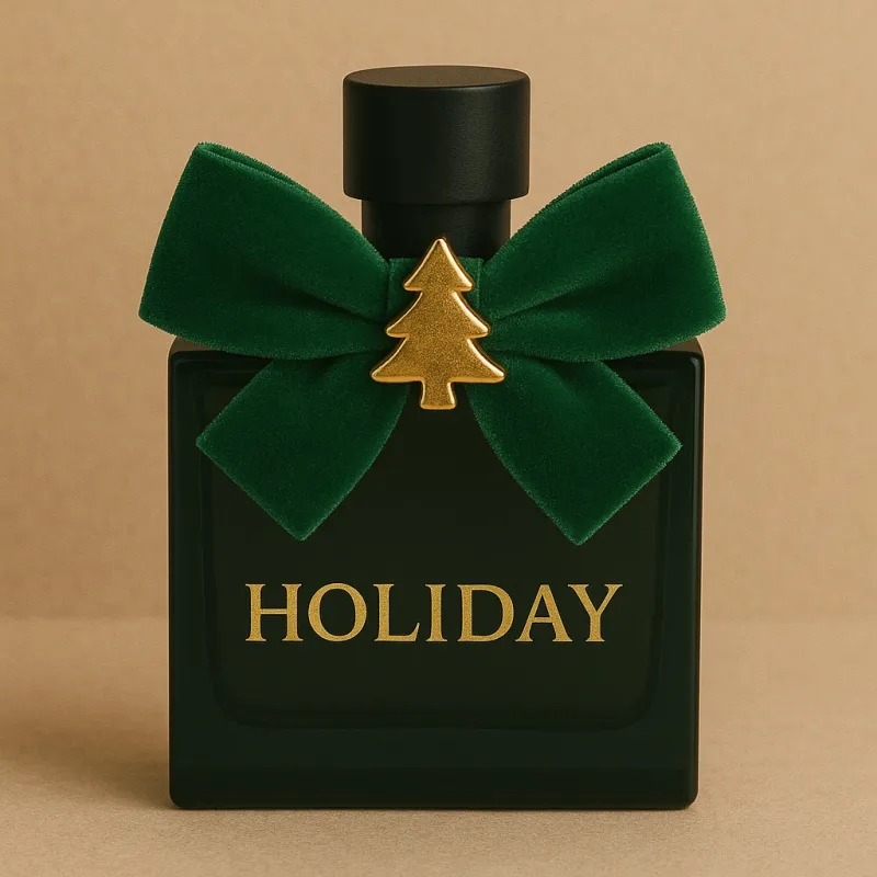 Custom Perfume Bottle Velvet Bows with Metal Charms | Holiday & Seasonal Decorative Accessories