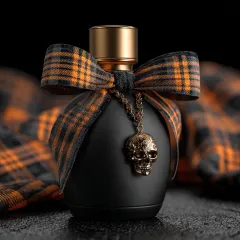 Halloween Perfume Bottles with Custom Bows & Metal Charms | Luxury Seasonal Packaging