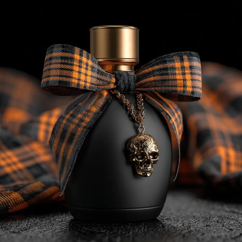 Halloween Perfume Bottles with Custom Bows & Metal Charms | Luxury Seasonal Packaging