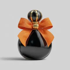 Halloween Perfume Bottles with Custom Bows & Metal Charms | Luxury Seasonal Packaging