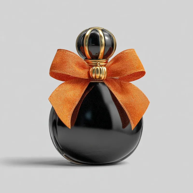 Halloween Perfume Bottles with Custom Bows & Metal Charms | Luxury Seasonal Packaging