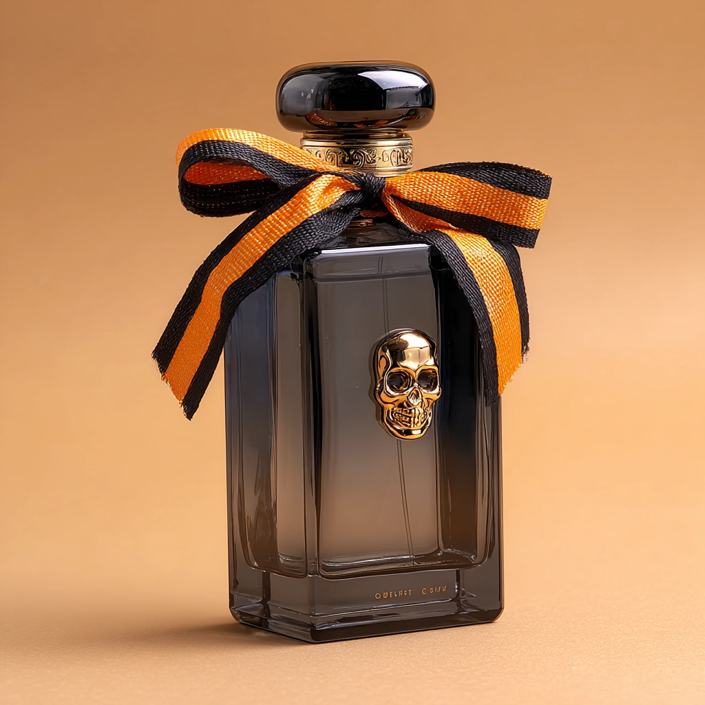 Halloween Perfume Bottles with Custom Bows & Metal Charms | Luxury Seasonal Packaging