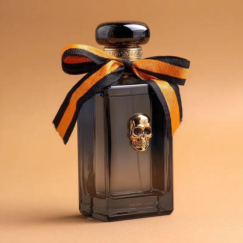 Halloween Perfume Bottles with Custom Bows & Metal Charms | Luxury Seasonal Packaging