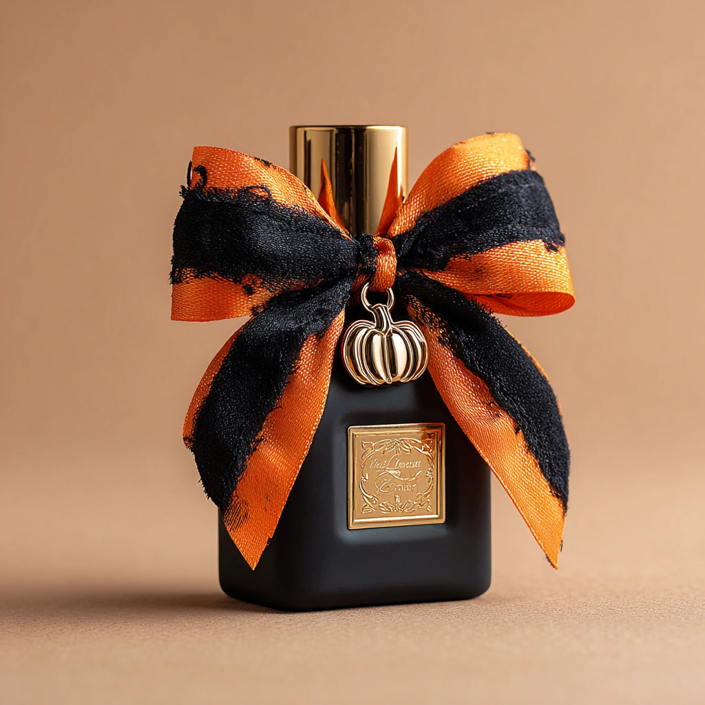 Halloween Perfume Bottles with Custom Bows & Metal Charms | Luxury Seasonal Packaging