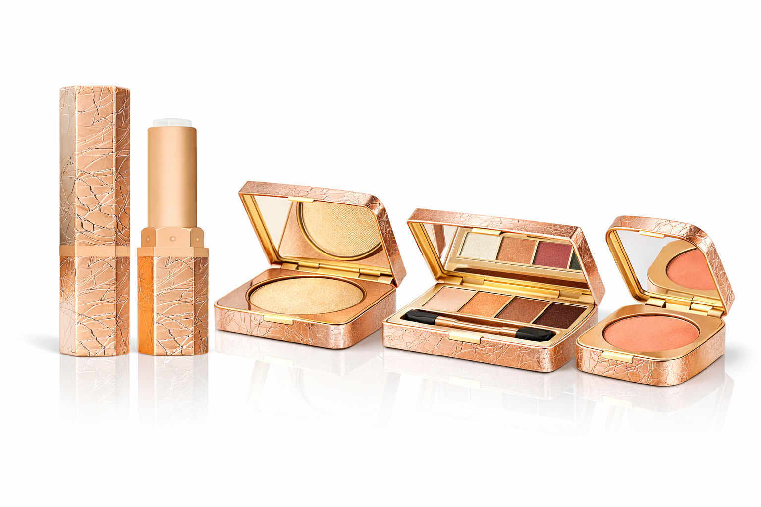 Luxury Cosmetic Metal Packaging Set with Lip-Shaped Button | Custom Makeup Packaging OEM ODM