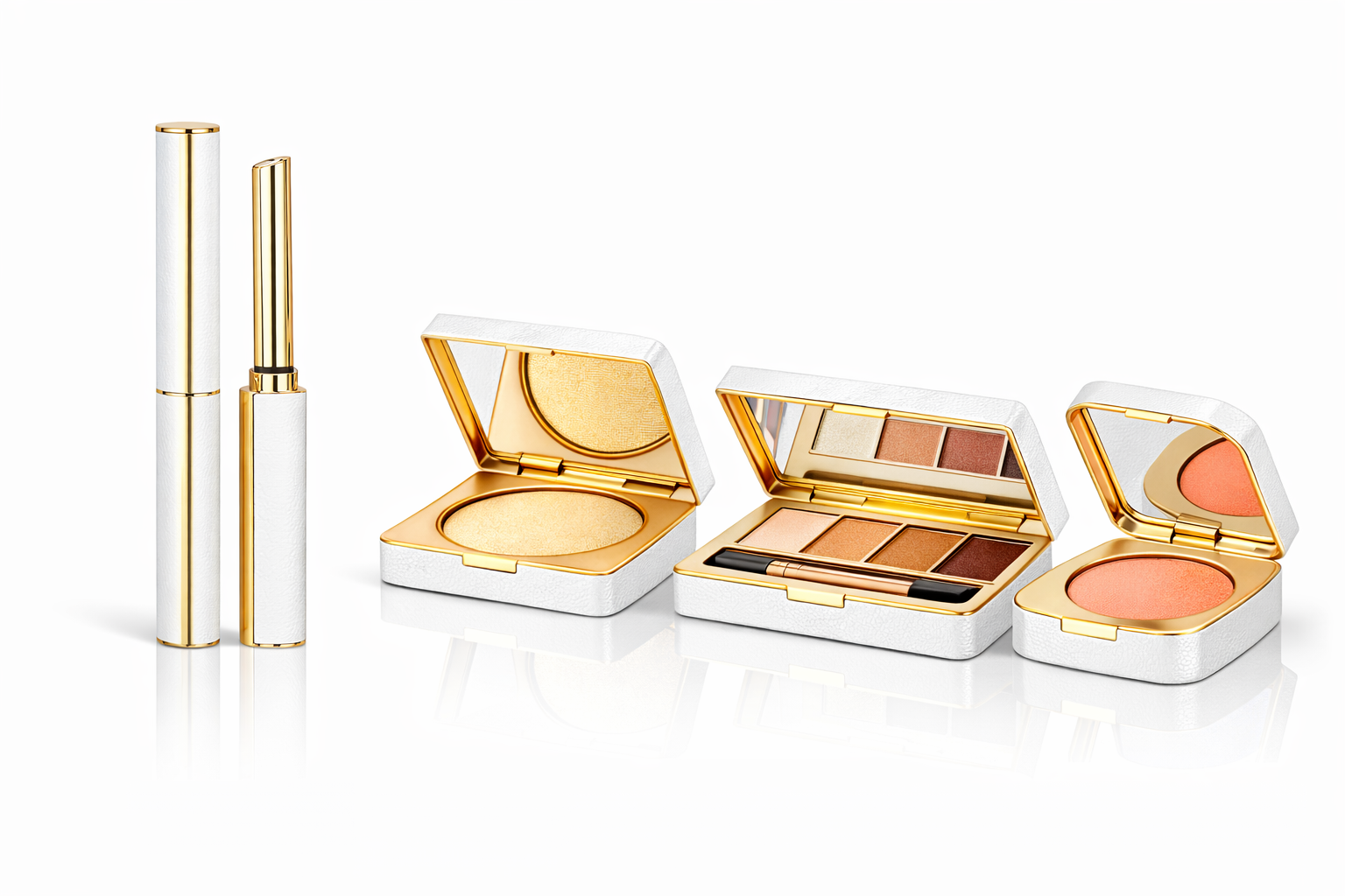 Luxury Cosmetic Metal Packaging Set with Lip-Shaped Button | Custom Makeup Packaging OEM ODM