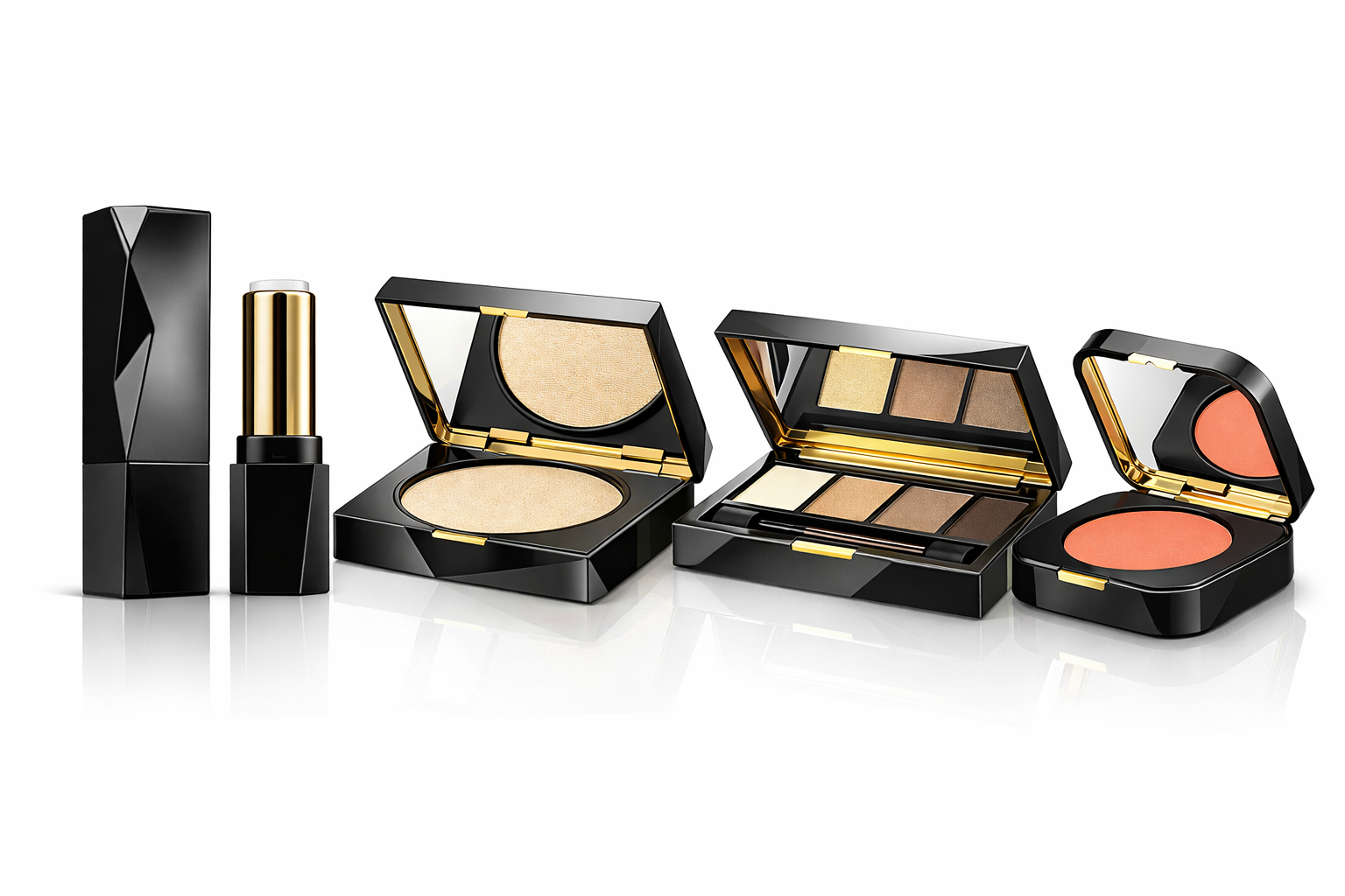 Luxury Cosmetic Metal Packaging Set with Lip-Shaped Button | Custom Makeup Packaging OEM ODM