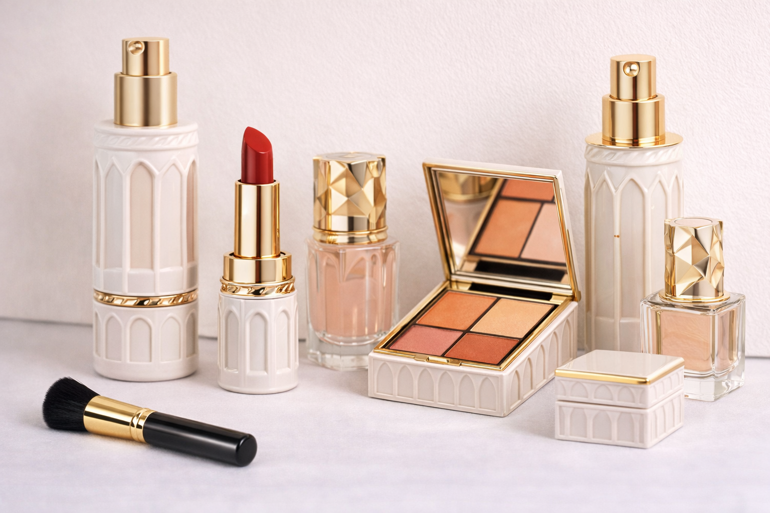 Luxury Geometric Metal Cosmetic Packaging Collection