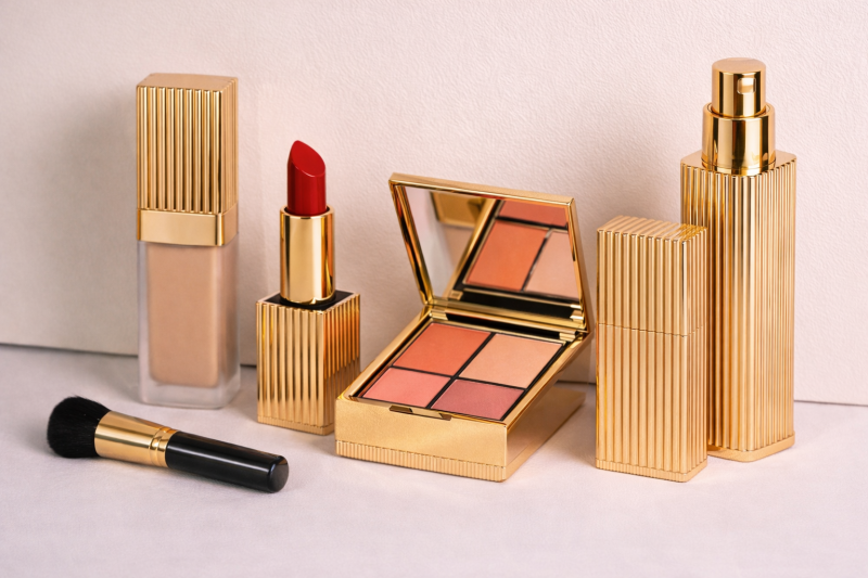 Luxury Geometric Metal Cosmetic Packaging Collection