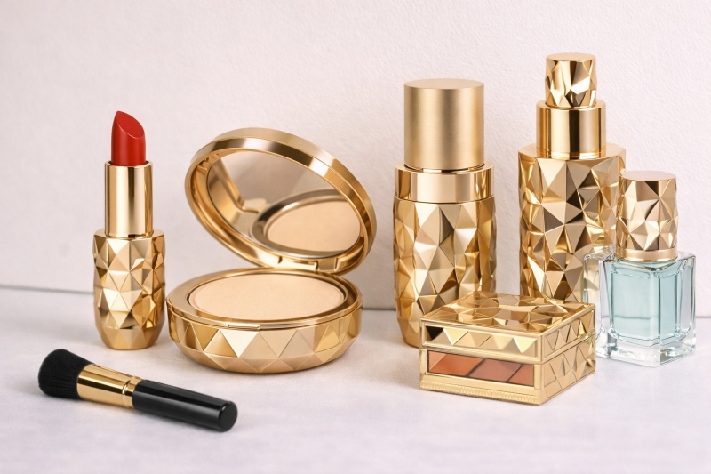 Luxury Geometric Metal Cosmetic Packaging Collection