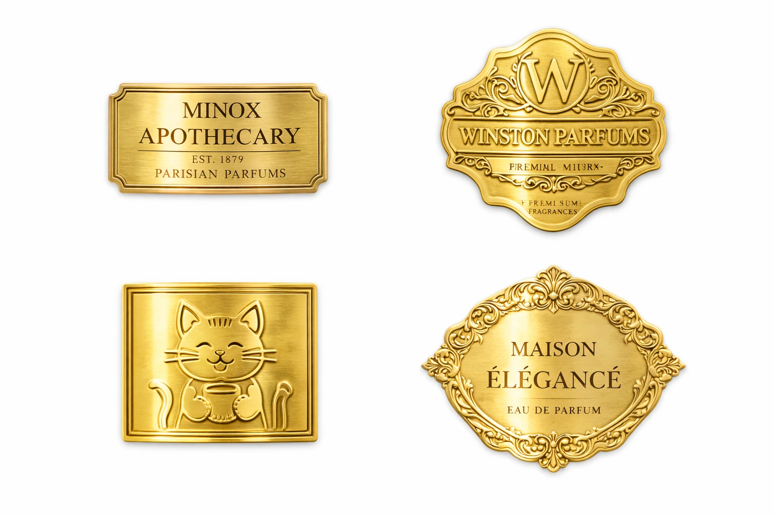 Custom Perfume Bottle Metal Labels | Luxury Metal Plaques for Fragrance Packaging