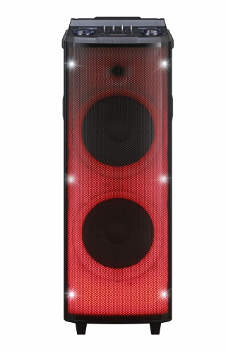 6.5 Inch Plastic Speaker With Backside Handle, Side Handles And Wheels
