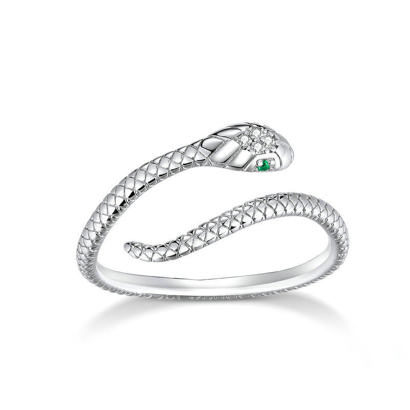 Original platinum plated sterling silver ring female lovely snake S925 temperament fashionable INS opening ring