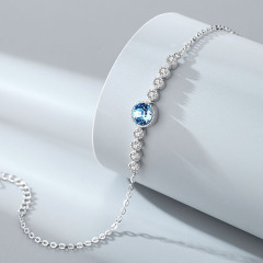 Original Ocean Heart S925 Sterling silver bracelet women's fashion high-end crystal bracelet