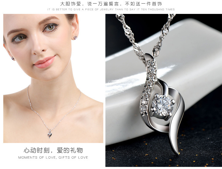 S925 Silver diamond necklace Lady clavicle chain zircon pendant