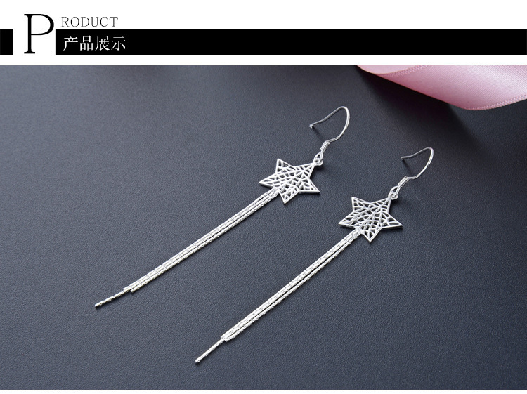 S925 Silver tassel earrings Ladies simple personality star jewelry