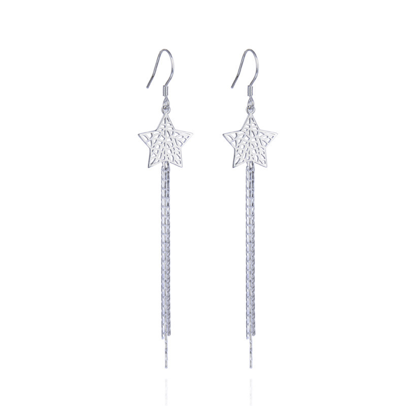 S925 Silver tassel earrings Ladies simple personality star jewelry