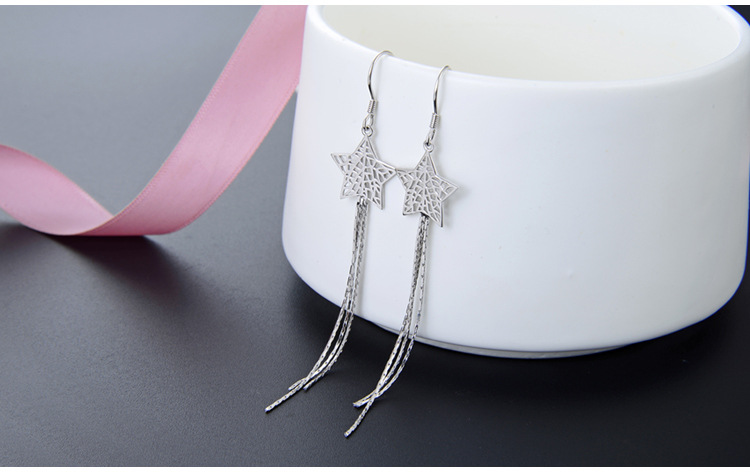 S925 Silver tassel earrings Ladies simple personality star jewelry