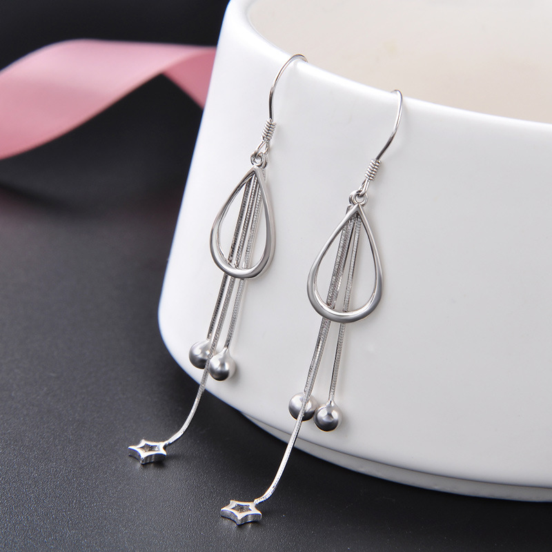 Simple temperament star earrings S925 sterling silver long earrings earrings pendant female tassel