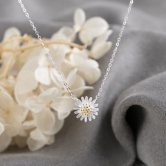 S925 Sterling silver Daisy fashion personality silver necklace clavicle chain