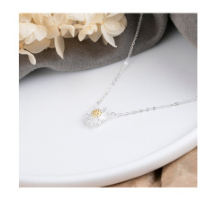 S925 Sterling silver Daisy fashion personality silver necklace clavicle chain