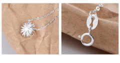 S925 Sterling silver Daisy fashion personality silver necklace clavicle chain