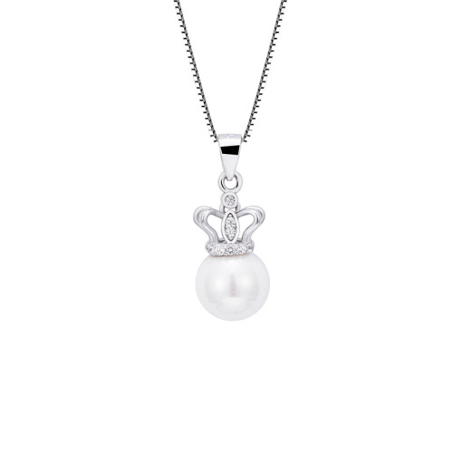 925 Sterling Silver factory original crown pearl pendant classic style women's universal necklace accessories