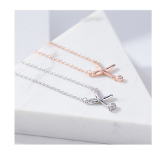 925 Sterling Silver factory original letter cross line pendant classic style women's universal necklace accessories