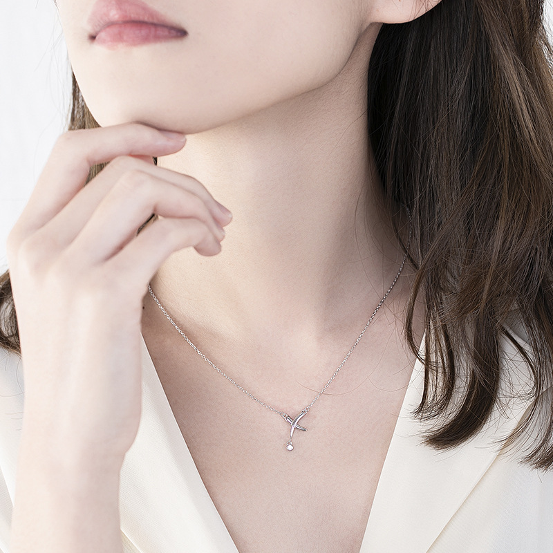 925 Sterling Silver factory original letter cross line pendant classic style women's universal necklace accessories