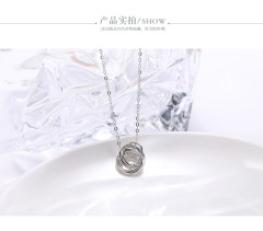 925 Sterling Silver factory original five-ring pendant classic style women's universal necklace accessories