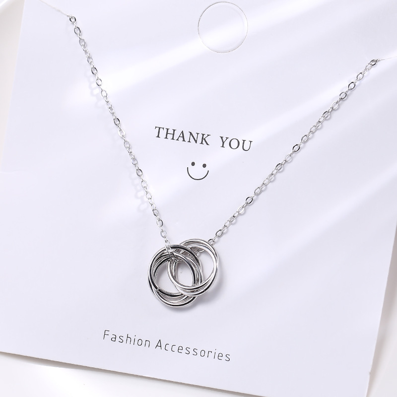 925 Sterling Silver factory original five-ring pendant classic style women's universal necklace accessories