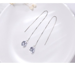 925 sterling silver factory original snow ear line Japanese and Korean style temperament female universal earrings jewelry
