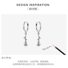 925 sterling silver factory original stereoscopic rose Japanese and Korean style temperament female universal earrings jewelry