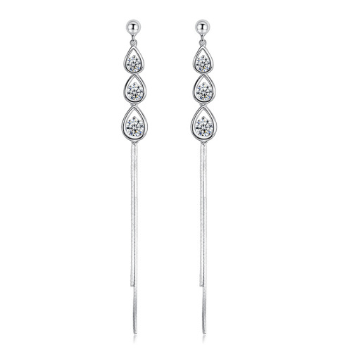 925 sterling silver factory original water drop long style female universal earrings accessories