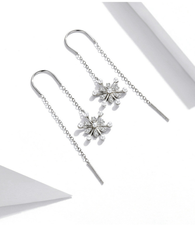 925 sterling silver factory original snow ear line Japanese and Korean style temperament female universal earrings jewelry