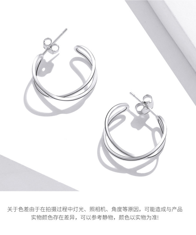 925 sterling silver factory original interwoven love Japanese and Korean style temperament female universal earrings jewelry
