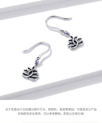 925 sterling silver factory original elegant lotus Japanese and Korean style female universal earrings jewelry