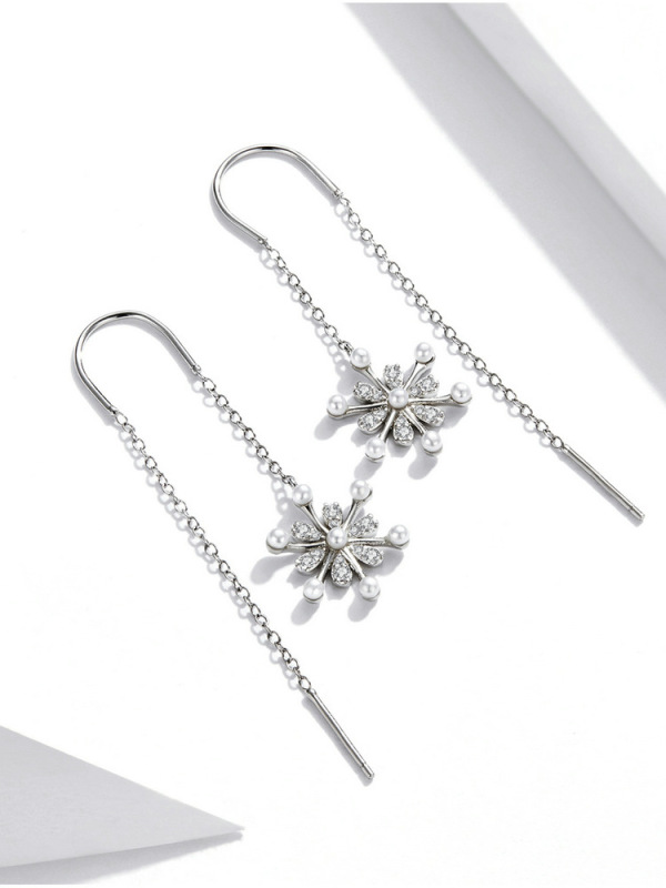 925 sterling silver factory original snow ear line Japanese and Korean style temperament female universal earrings jewelry