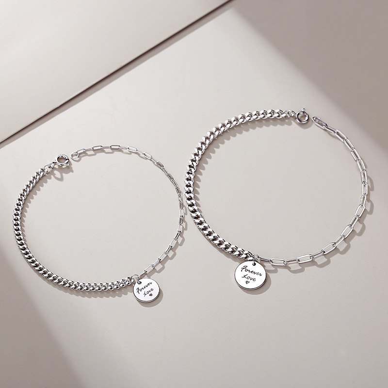 925 sterling silver factory original design round brand lovers Japanese and Korean style temperament female general bracelet ornaments
