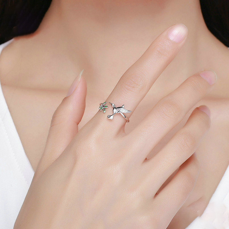 925 sterling silver factory original design hummingbird greetings Japanese and Korean style temperament female universal ring jewelry