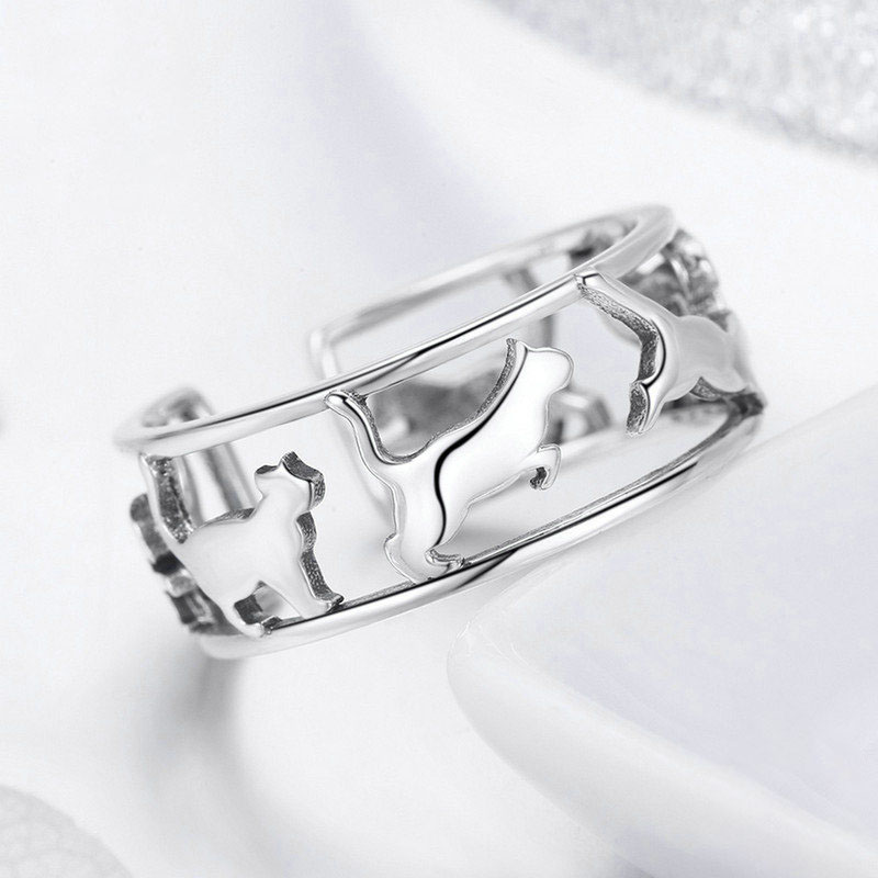 925 sterling silver factory original design lovely cat European and American style temperament female general ring jewelry