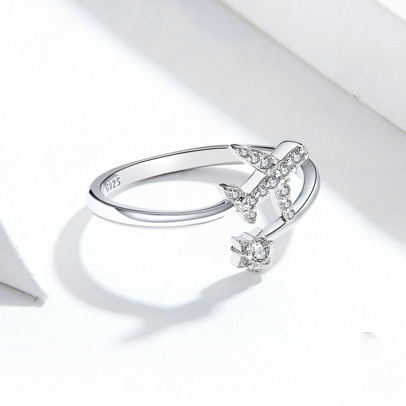 925 sterling silver factory original design simple aircraft zircon European and American style temperament women universal ring jewelry