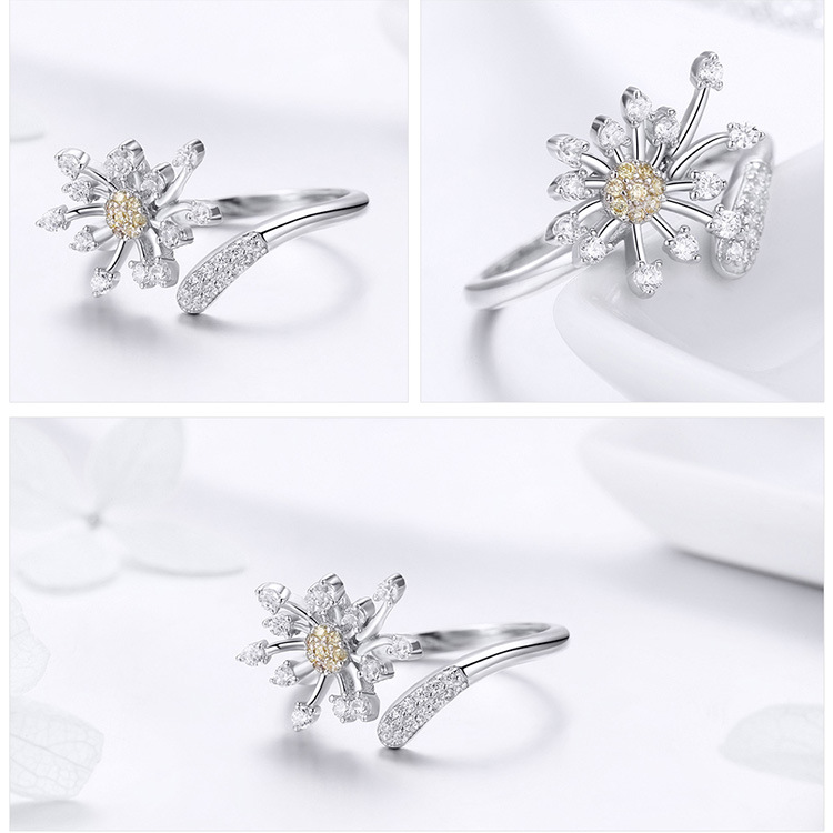 925 sterling silver factory original design of dandelion love European and American style temperament female universal ring jewelry