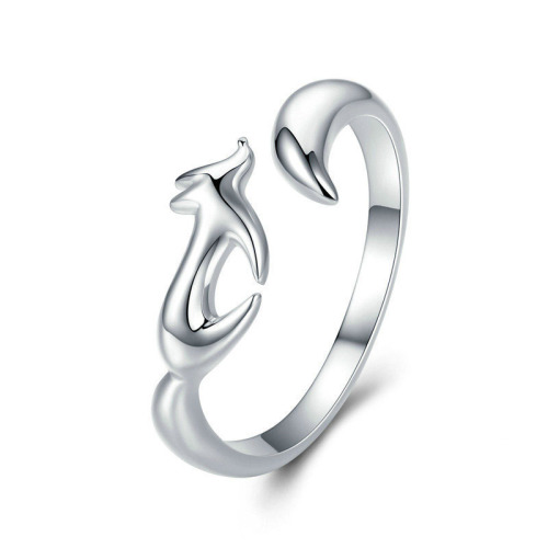 925纯银工厂原创设计简约小狐狸欧美风格气质女性通用戒指饰品