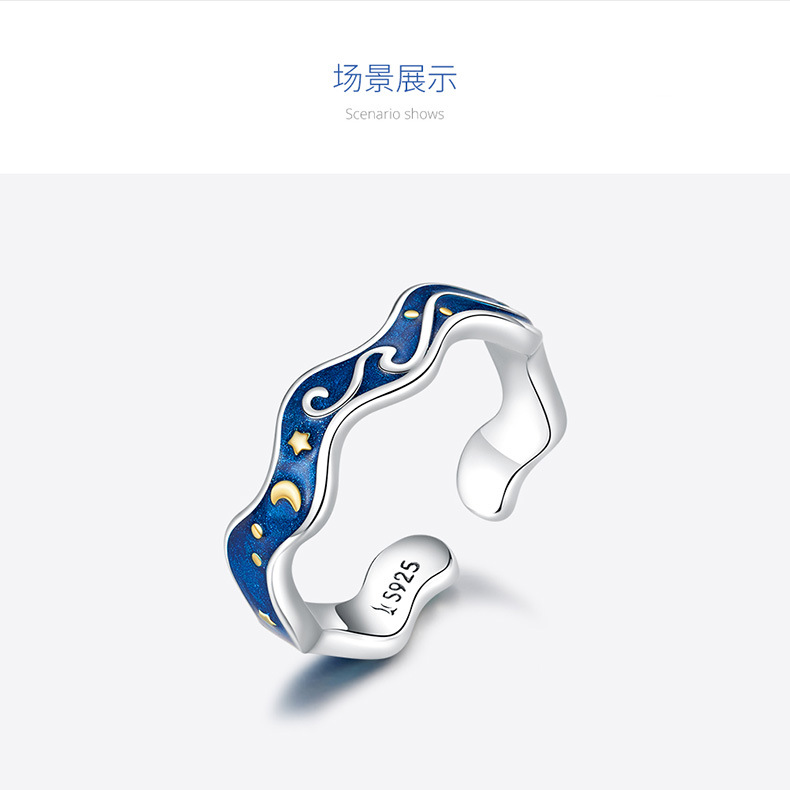 925 sterling silver factory original design blue sky European and American style temperament female universal ring jewelry