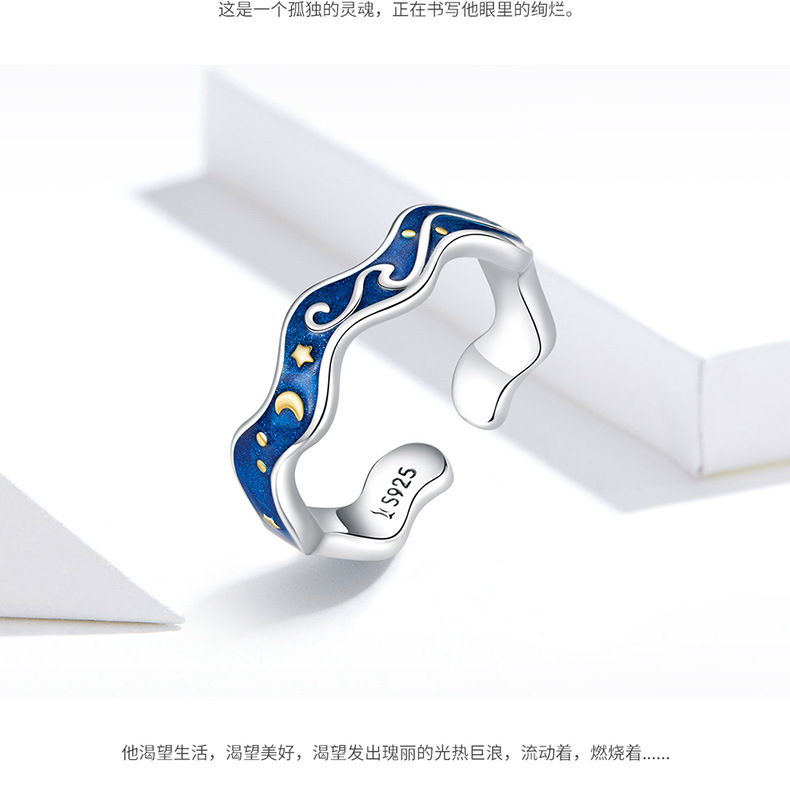 925 sterling silver factory original design blue sky European and American style temperament female universal ring jewelry