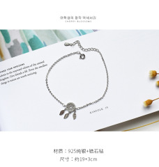 925 pure silver factory original design full drill leaves national ethos female general anklet jewelry